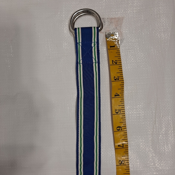 J. Crew Blue And Green Stripe Double D Ring Fabric Belt - Picture 7 of 9